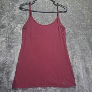 Hollister Womens Medium Burgundy Cami Tank Top Maroon Spaghetti Strap Casual Y2K